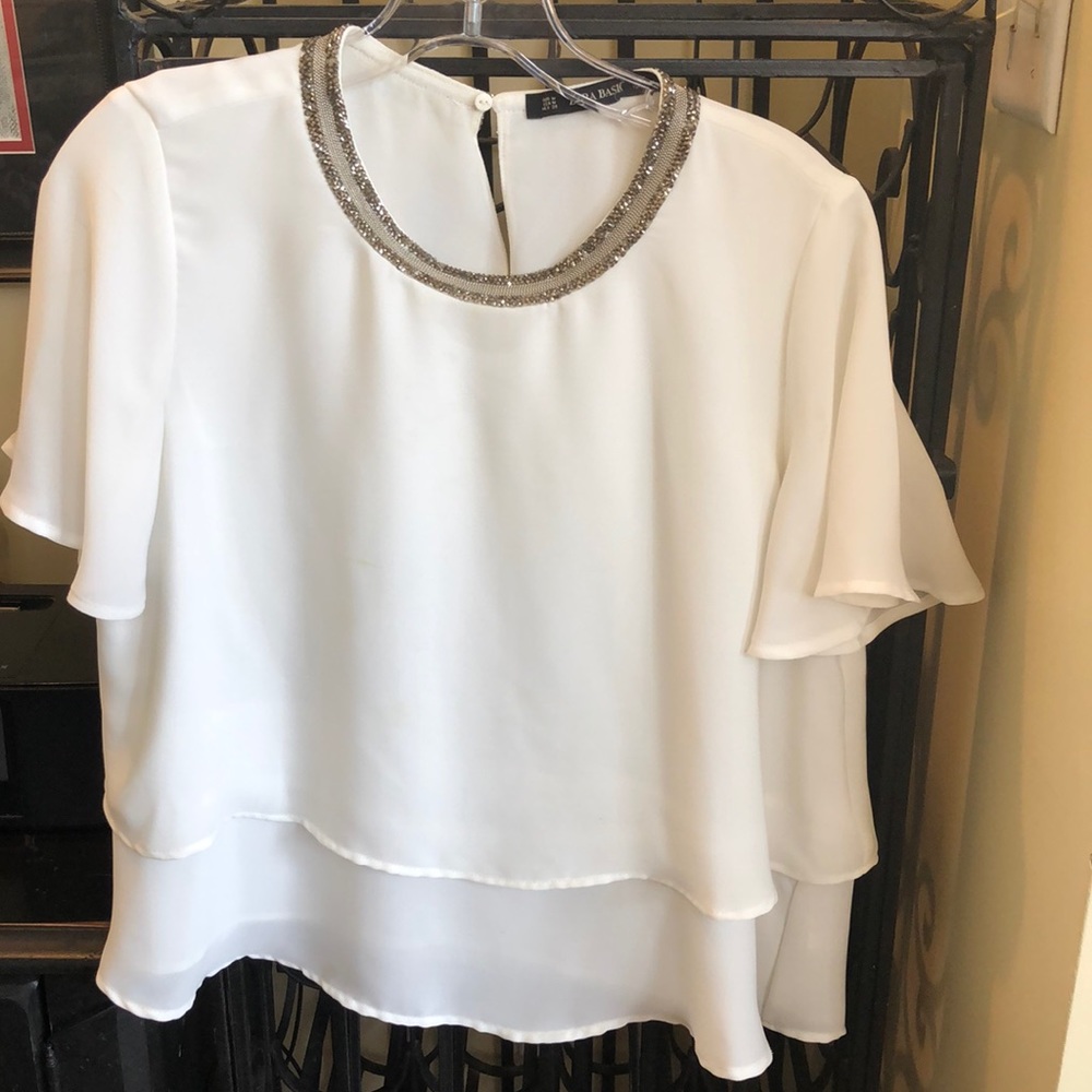 Short sleeve flowing dressy top